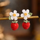 Strawberry Bloom Micro Crochet Earrings
