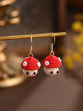 Smiley Mushroom Micro-Crochet Earrings