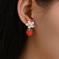 Strawberry Bloom Micro Crochet Earrings