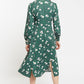 Louche Liv Roaring Daisy Print Long Sleeve Midi Dress - Green