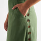 Lloyd Linen Mix Button Side Midi Skirt - Green