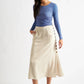 Lloyd Linen Mix Button Side Midi Skirt - Natural