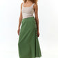 Lloyd Linen Mix Button Side Midi Skirt - Green