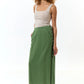 Lloyd Linen Mix Button Side Midi Skirt - Green