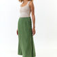 Lloyd Linen Mix Button Side Midi Skirt - Green