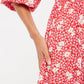 Louche Loe Roaring Daisy Print Shirred Bodice Midi Dress