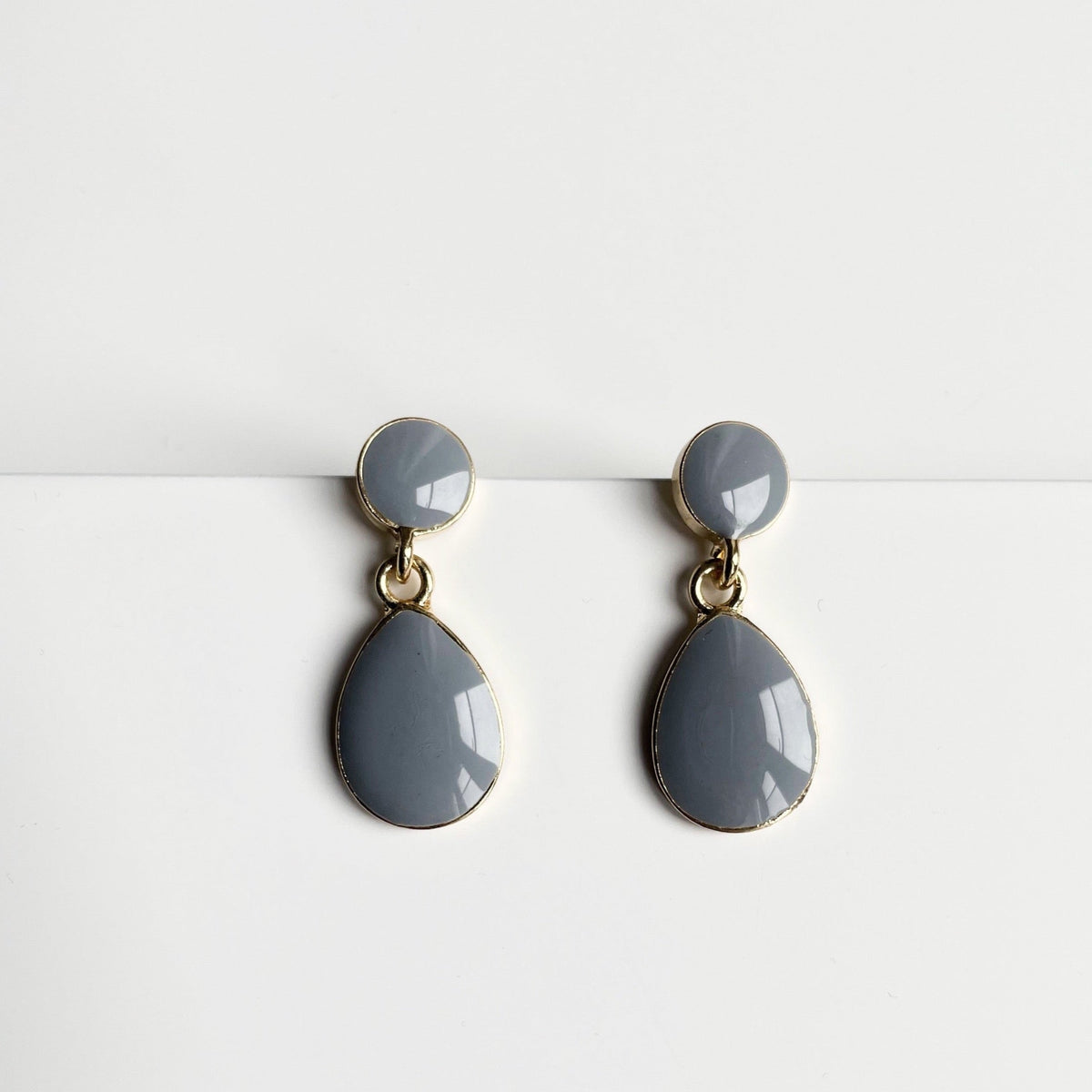 Terra Grey Enamel Drop Earrings