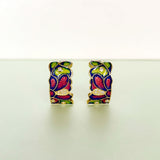 Dahlia Green Enamel Earrings