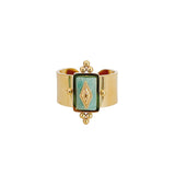 Luna Wide Band Irregular Turquoise Crystal Ring