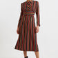 Lua Winter Stripe Long Sleeve Midi Dress