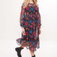 Lucinda 70'S Floral Printed Mesh Tiered Midi Dress