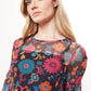 Lucinda 70'S Floral Printed Mesh Tiered Midi Dress