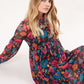 Lucinda 70'S Floral Printed Mesh Tiered Midi Dress