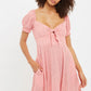 Luiza Teeny Flower Bud Tie Front Short Sleeve Tea Dress