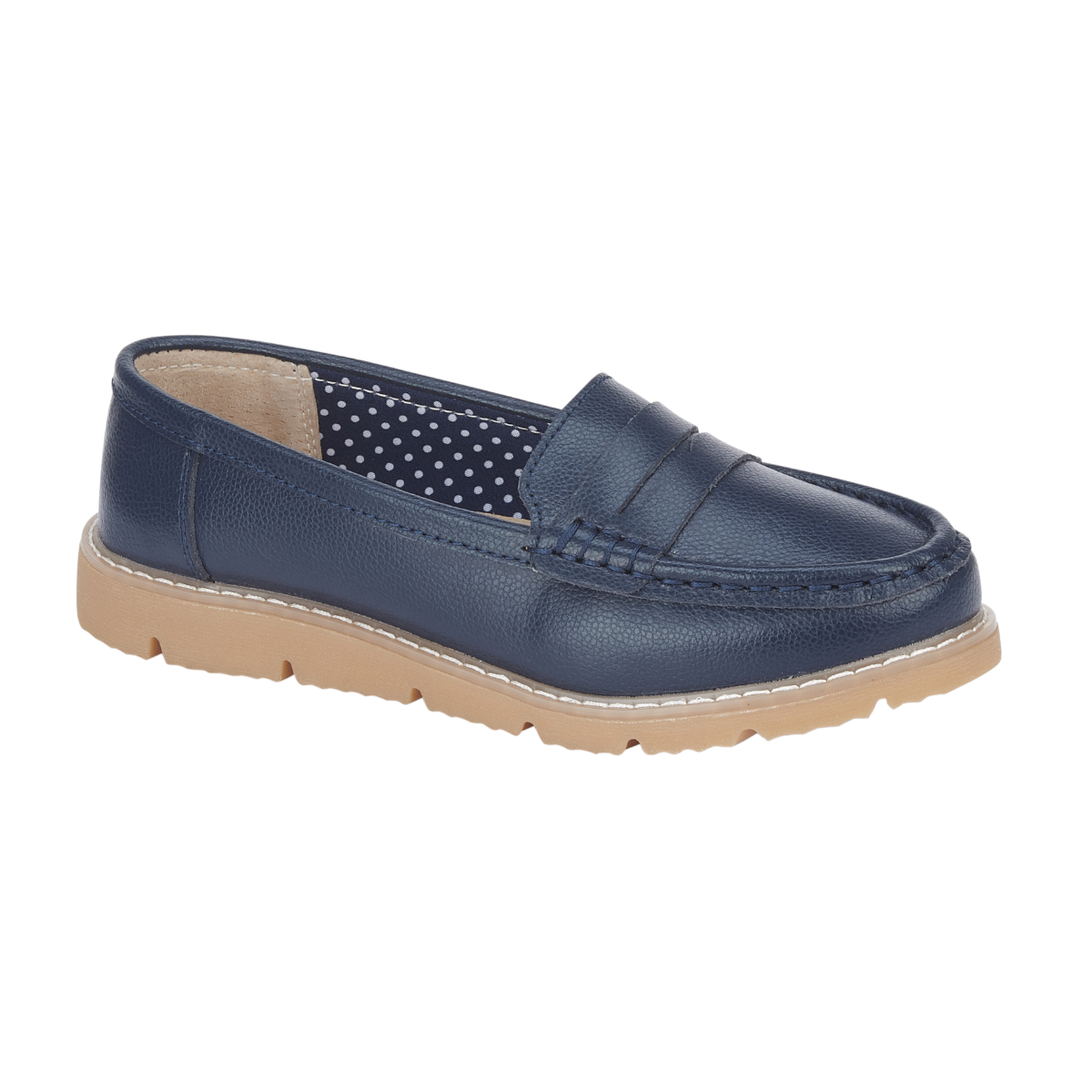 Ladies Navy Blue Leather Loafers