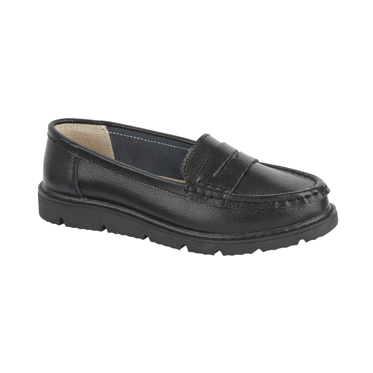 Ladies black leather loafers