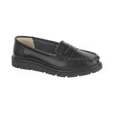Ladies black leather loafers