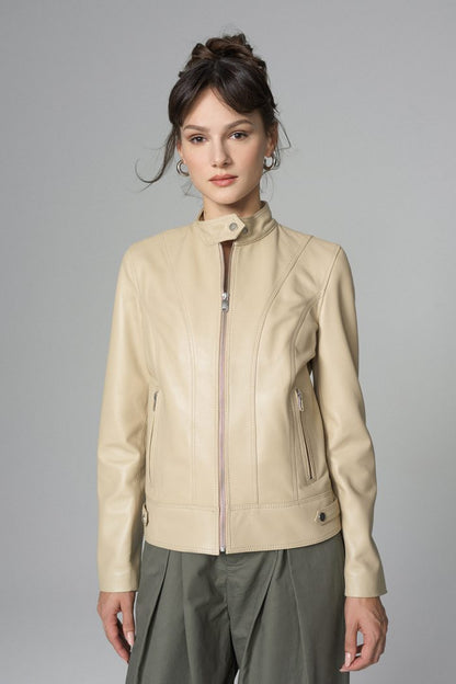 Cream Genuine Leather﻿ Jacket