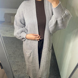 Womens Ballon Sleeve Knitted Cardigan Cozy Long Sleeve Knit Cardigan One Size Fits 11 Colors