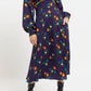 Marize Clarice Floral Print V Neck Long Sleeve Midi Dress