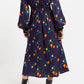 Marize Clarice Floral Print V Neck Long Sleeve Midi Dress