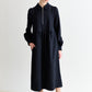 Manton Pinstripe Zip Front Lace Trim Midi Dress - Navy
