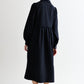Manton Pinstripe Zip Front Lace Trim Midi Dress - Navy