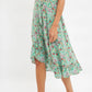 Louche Mara Flower Show Print Ruffle Hem Wrap Midi Skirt