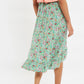 Louche Mara Flower Show Print Ruffle Hem Wrap Midi Skirt