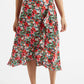 Louche Mara Flower Splash Print Ruffle Hem Wrap Midi Skirt
