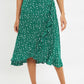 Louche Mara Spot It Print Ruffle Hem Wrap Midi Skirt Green