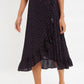 Louche Mara Teeny Flower Bud Print Ruffle Hem Wrap Midi Skirt