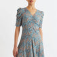 Margot Art Attack Print Mini Tea Dress - Duck Egg