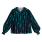 Martta Tie Up Lace Trimmed Collar Blouse - Navy