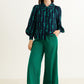 Martta Tie Up Lace Trimmed Collar Blouse - Navy