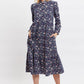 Macha Magic Forest Print Long Sleeve Tiered Midi Dress