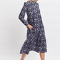 Macha Magic Forest Print Long Sleeve Tiered Midi Dress