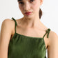 Mayra Pleat Sage Strappy Maxi Dress