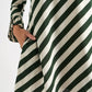 Megann Diagonal Lines Print Pleat Cuff Mini Dress - Green