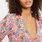 Louche Merle Flower Show Print V Neck Short Sleeve Tea Dress Pink