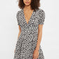 Louche Merle Gingham Twist Print V Neck Mini Tea Dress