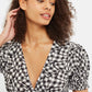 Louche Merle Gingham Twist Print V Neck Mini Tea Dress
