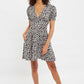 Louche Merle Gingham Twist Print V Neck Mini Tea Dress