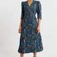 Metea Geo City Print Faux Wrap Midi Dress