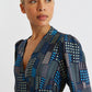 Metea Geo City Print Faux Wrap Midi Dress