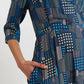 Metea Geo City Print Faux Wrap Midi Dress