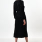 Milene Pleat Long Sleeve Midi Dress - Black