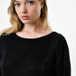 Milene Pleat Long Sleeve Midi Dress - Black