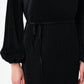 Milene Pleat Long Sleeve Midi Dress - Black