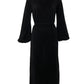 Milene Pleat Long Sleeve Midi Dress - Black